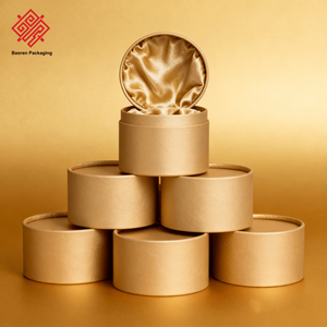Caja de tubos planos redondos dorados Baoren, tamaño personalizado, cilindro de papel, tubo de cartón, estuche cosmético de Adviento, caja de tubo de papel de embalaje - Product Image 2