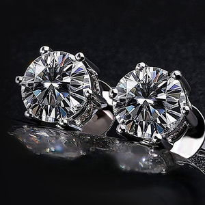 <span class=keywords><strong>Orecchini</strong></span> a lobo di lusso in argento sterling 925 con diamante GRA da 1 o 2 carati, moissanite VVS, a grappolo floreale, in oro <span class=keywords><strong>bianco</strong></span>, per uomo e donna - Product Image 1