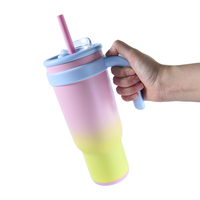 Botella de Agua de Acero Inoxidable de 40 Oz, Aislada, Isotérmica, para Bebidas Frías y Calientes, con Degradado de Color, Multicolor, sin BPA, con Tapa y Pajita, para Fiestas, Viajes