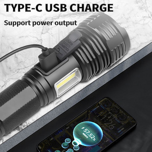 ไฟฉาย LED 30W แบบชาร์จไฟได้ พร้อมไฟด้านข้าง สีแดง สีขาว สำหรับใช้งานกลางแจ้ง ระยะไกล ปรับได้แบบยืดหดได้ - Product Image 5
