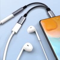 Cable Adaptador OTG 2 en 1 Tipo-C Macho a USB-C Hembra con Cubierta de Nailon, Carga Rápida y Transferencia de Datos, Adaptador de 3.5mm