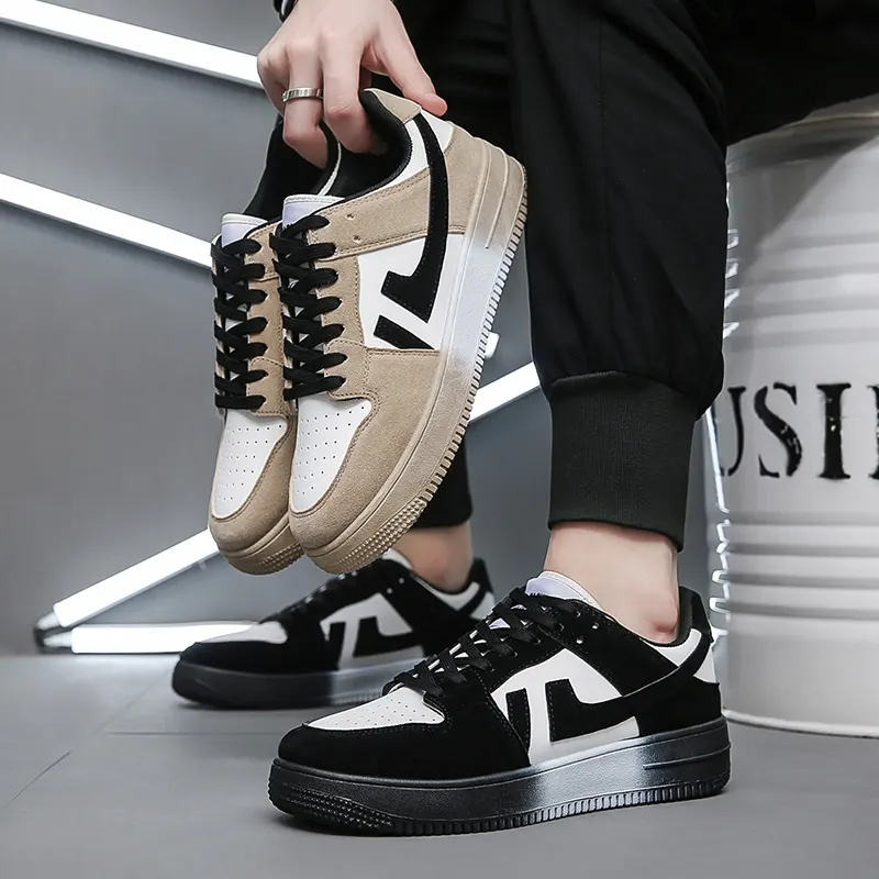 2023 Spring New Style Unique Designer Gradient Casual Sports Shoes Suede Panel Leather Skateboard Shoes Sneakers