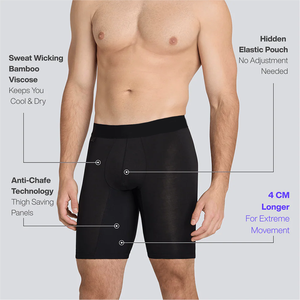 Caleçons Boxers Sans Coutures CELINNE pour Hommes avec Poche de Maintien, Caleçons Longs de Sport en Bambou pour Hommes - Product Image 3