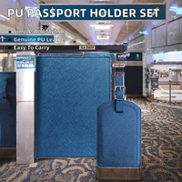 Ensemble de porte-passeport portable en cuir PU tendance avec design croisé, fentes pour cartes de crédit et décoration florale, et étiquette de bagage
