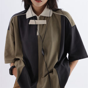 TANKTKANOEM High Quality Fashion Casual Cotton Stripe <b>Patchwork</b> <b>Shirt</b> Womens Clothing t <b>Shirts</b> for Custom logo - Product Image 5