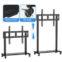 Support TV mobile électrique réglable en hauteur pour acier laminé à froid blanc 100 pouces, VESA max 800x400mm