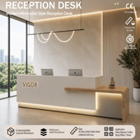 Bureau d'accueil oblong en bois de style moderne et écologique pour hôtel, bar, salon, restaurant – Conception personnalisée pour la plantation printanière