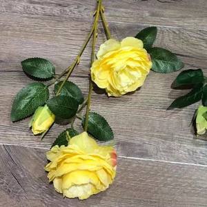 Fabricants de fleurs artificielles LO-720, fleurs en soie jaunes en gros, décoration de centre de table pour mariage et événements - Product Image 6