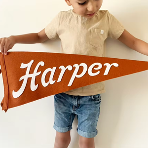 Bán Buôn Trang Trí Tam Giác Sinh Nhật Lớn Đảng Thăng Hoa Tùy Chỉnh Treo Biểu Ngữ <span class=keywords><strong>Polyester</strong></span> Trống Cảm Thấy Cờ - Product Image 1