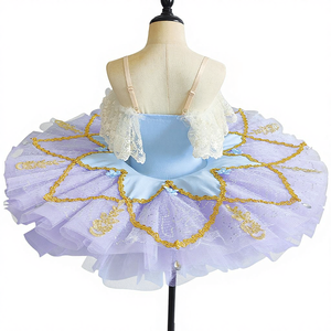 Falda de Ballet de Algodón para Niñas, Falda de Tul Profesional con Flores Moradas para Niñas, Disfraz de <span class=keywords><strong>Bella</strong></span> <span class=keywords><strong>Durmiente</strong></span> para Actuaciones en Grupo - Product Image 2