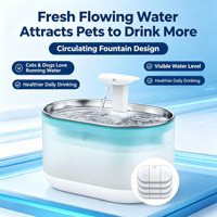 Tempat Minum Otomatis Seri 11 Kapasitas 2L dari Baja Anti Karat untuk Hewan Kecil, Mangkuk Kucing Berbentuk Kapsul dengan Desain Botol Bulat