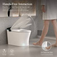 WC intelligent haut de gamme en céramique, allongé, avec bidet intégré, siège chauffant, à poser au sol, double chasse, évacuation en S, télécommande