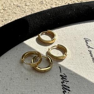 Boucles d'oreilles en argent pur S925, œil de chat, design circulaire simple, élégant, tempérament artistique, simple, niche, créoles fines, bijoux - Product Image 5