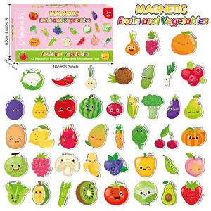 Jouets éducatifs pour enfants les plus vendus, puzzles, autocollants magnétiques de fruits et légumes pour décorer la cuisine - Product Image 1