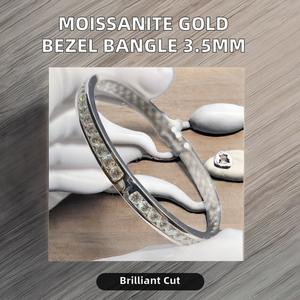 3.5mm S925 Rhodium Plated Moissanite Bezel <b>Set</b> Classic 9k 14K 18K Solid <b>Gold</b> DEF Color VVS Bracelet <b>Bangle</b> Gift Party - Product Image 2