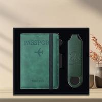 Kit de voyage d'affaires personnalisé: Porte-passeport gravé et ensemble d'étiquettes à bagages-Boîte cadeau de luxe portable pour conférences 250295-A