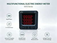 Compteur d'énergie numérique triphasé EastSong ES72 pour tableau de distribution basse tension, avec surveillance de l'énergie RS485 Modbus, haute précision classe 0.5