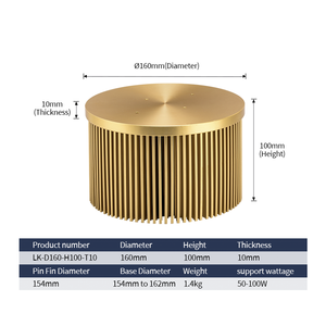 D160 100 wát Vàng Anodizing COB LED nhôm tản nhiệt tản nhiệt với làm mát vây - Product Image 4