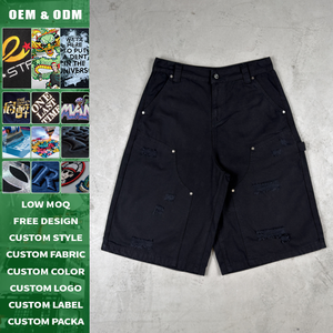 กางเกงขาสั้นคาร์โก้ผ้าฝ้ายเนื้อหนัก 310 กรัม ลายพิมพ์กลางตัว ทรงสตรีทสไตล์ สำหรับผู้ชาย ล้างเอนไซม์ ทำให้ดูเก่า พร้อมเชือกผูกเอว - Product Image 3