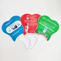 Éventail publicitaire personnalisé en plastique PP, forme banane, avec impression de logo, texte et code QR, idéal comme cadeau promotionnel pas cher