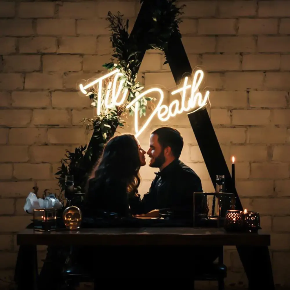 TIL DEATH NEON SIGN OUX DropShippingラッシュオーダーサービス2年間の保証結婚式の装飾用品