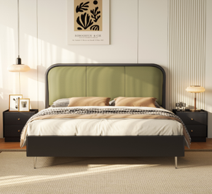 Minimalist <b>Queen</b> <b>Size</b> Storage <b>Bed</b> with PU Leather Upholstery and Rubber Wood <b>Frame</b> Durable Modern Design - Product Image 2