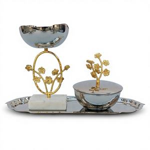 Nouvel ensemble de brûleurs d'encens 2026 pour la décoration intérieure, en acier inoxydable, style arabe, écologique, aromatique, design luxueux fleur dorée - Product Image 1