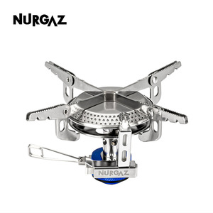 NURGAZ – réchaud de camping pliable, mini brûleur, allumage électronique, réchaud à gaz portable pour l'extérieur, argent, 155x155x80mm - Product Image 4