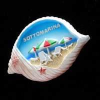 Vente en gros design personnalisé Sottomarina Italie souvenir touristique fait main résine coquillage aimant de réfrigérateur