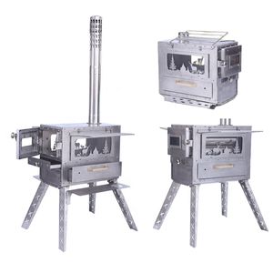 Réchaud de camping pour tente Réchaud de sauna extérieur Réchaud à bois pliant en acier inoxydable avec cheminée Réchaud de tente portable - Product Image 2