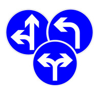 Panneaux de signalisation routière triangulaires bleus et blancs avec flèche, haute visibilité, en aluminium