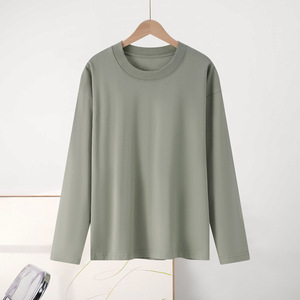 Camiseta de Algodão Simples e Estilosa de Manga Longa para Homens, Gola Redonda, Cor Sólida, Alta Qualidade, Atacado - Product Image 4