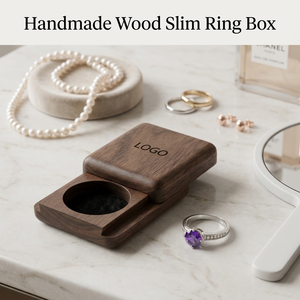 Small Wooden Jewelry <b>Box</b> Wooden sliding pocket <b>ring</b> <b>box</b> Wood proposal <b>ring</b> holder Slim <b>ring</b> <b>box</b> handmade - Product Image 2