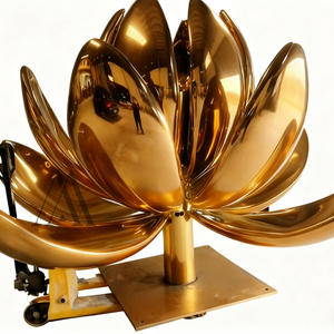 Outdoor Paisagem Landmark Custom Hotel Plaza Jardim Água Característica Aço Inoxidável Prata Ouro <span class=keywords><strong>Lotus</strong></span> Escultura - Product Image 3