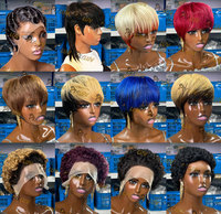 Perruque Chioma en promotion, fabriquée à la machine, coupe pixie # Perruque en cheveux humains bruts 100% naturels 613/350, coupe pixie sans dentelle pour les personnes noires
