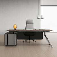 Bureau de direction moderne en L en bois, design durable et écologique, 4 tiroirs de rangement, garantie 5 ans, table pour usage commercial