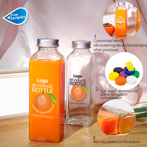 8oz 12oz 16oz 250ml 350ml 500ml rõ ràng Pháp Nước giải khát vuông chai thủy tinh Báo Chí lạnh chai nước ép trái cây với nắp vặn kín - Product Image 6