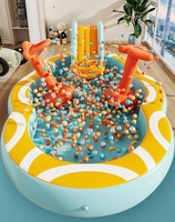 Jardin, jardin, arrière-cour, adultes, salon, enfants, jeux d'eau, piscine gonflable avec toboggan