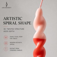 Bougies en spirale torsadées dégradées rose-rouge, sûres et non toxiques, pour dîner, mariage et fête (vente en gros)