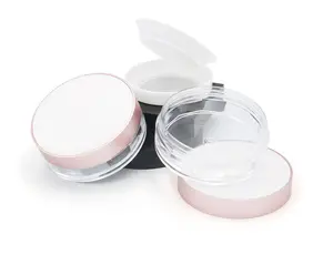 15g Rose Gold White Cosmetic Packaging Plastic Empty Container With Puff Sifter Luxury Loose Powder Jar