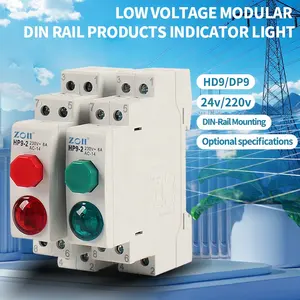 Din Rail MCB Type Indicator Light 230V AC/DC Modular Din Rail Lamp Indicator LightHD9 50/60Hz Single Light Dual Lamp