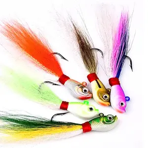 7g-56g Bucktail Jig Head Hooks With Feather Saltwater Fishing Hooks Bucktails With Bucktail Hook Lead Lure