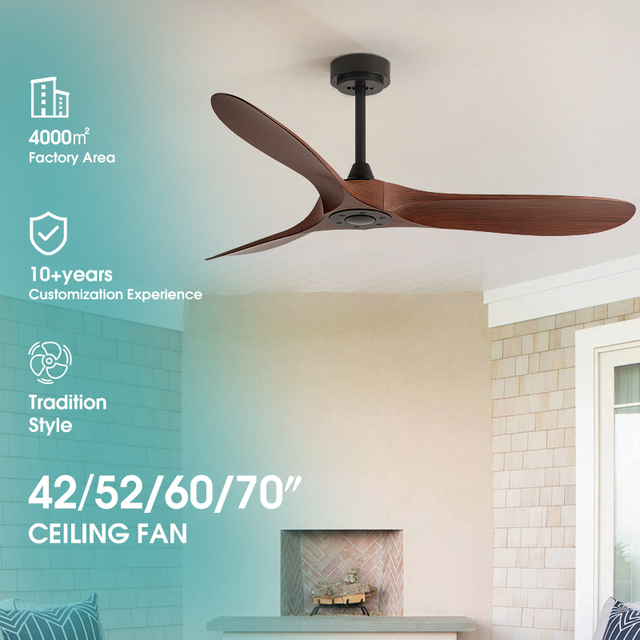 Ceiling Fan with Black Mount Modern Design for Living Room Bedroom Indoor Home Decor Energy - Saving Quiet Operation