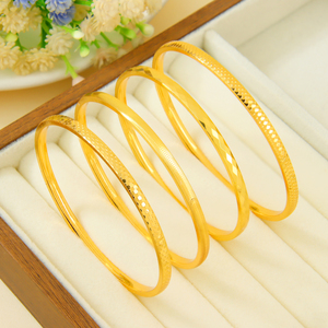 Hot Selling Simple Gold Color <b>Bangle</b> 24k Gold Plated Non Tarnish Fashion <b>Bangles</b> Jewelry for Women Event Party Daily - Product Image 3