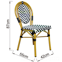 Table et chaises de bistrot français empilables en bambou pour l'extérieur – Idéales pour restaurants, hôtels, jardins, patios et terrasses – Offre spéciale