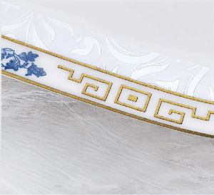 Service de table en porcelaine blanche à motif végétal, design chinois traditionnel, portable, en stock, comprend des bols et des tasses avec couvercles - Compatible lave-vaisselle - Product Image 5