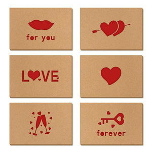 Tarjeta de Felicitación de Papel Kraft con Corazón Recortado con Láser, Tarjeta de Agradecimiento para Días Festivos, San Valentín, Día de la Madre - Product Image 4