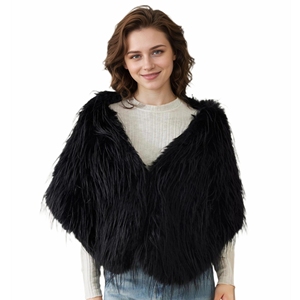 Women Elegant Faux Fur Gown <b>Shawl</b> Flurry Collar Warm Cover Up Fashion Wrap for Bride <b>Wedding</b> Party - Product Image 5