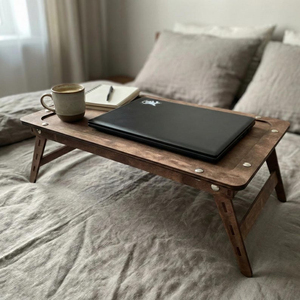 Plateau de lit pour petit-déjeuner, bureau portable en bois, table de lit pliable, plateau pour ordinateur portable, plateau de service, bureau de lit, table de chevet, plateau de service mobile - Product Image 6