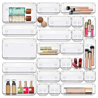 Ensemble de 60 organiseurs de tiroirs en plastique transparent, 4 tailles, boîtes de rangement, diviseurs pour maquillage, bijoux, bureau, salle de bain, cuisine